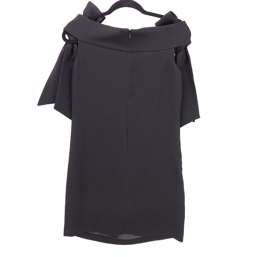 OVV Coktail Dress Black Mini Off Shoulder Big Bow Detail Classic Size Small - Picture 2 of 13